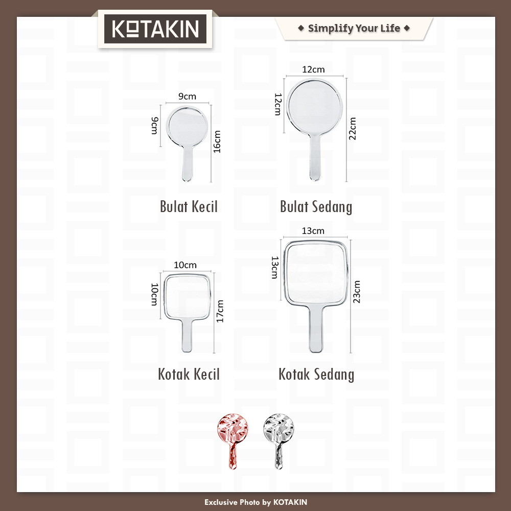 Kaca Make Up Cermin Handle Gagang Mini